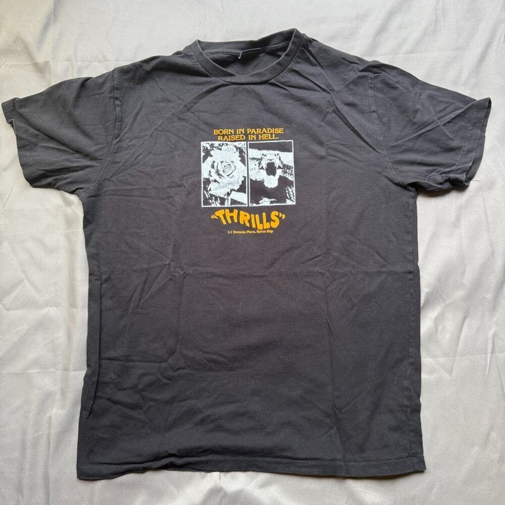 Thrills Shirt Mens Medium Black Australia Born in Paradise Raised in Hell